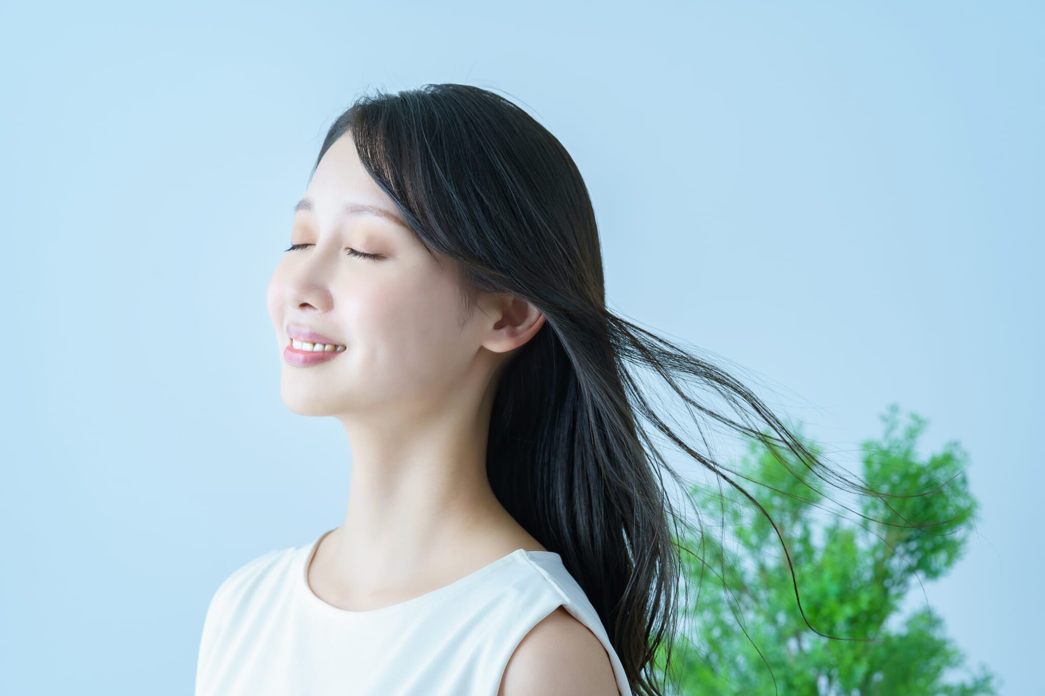 イメージ素材_健やかな髪が風になびく女性(AdobeStock_497108736)